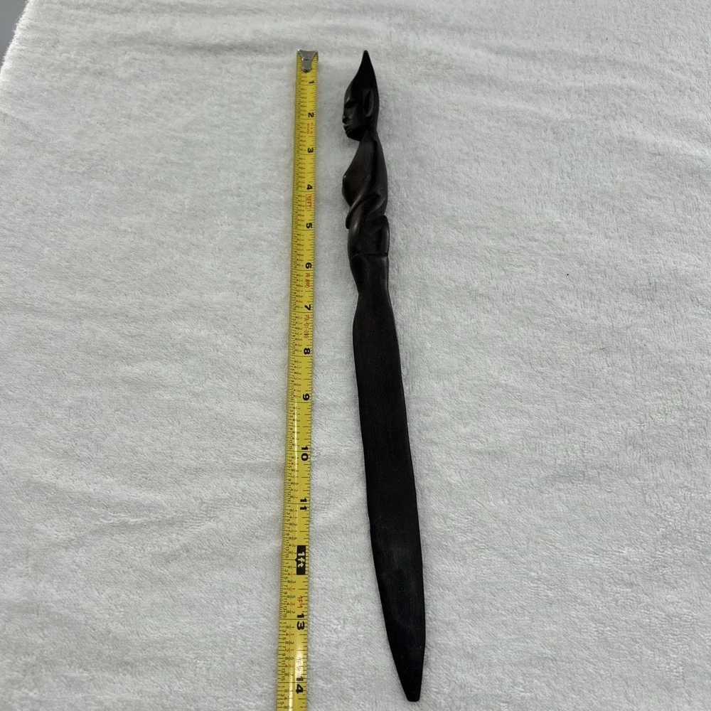 Vintage Hand Carved wood carving head letter opener 14